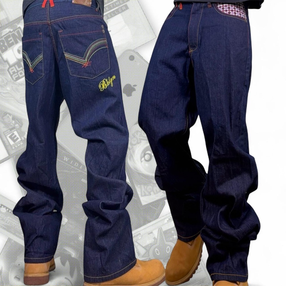 Vintage Y2K Baggy Wide Leg Skater Grunge Graphic Brooklyn Xpress Jeans